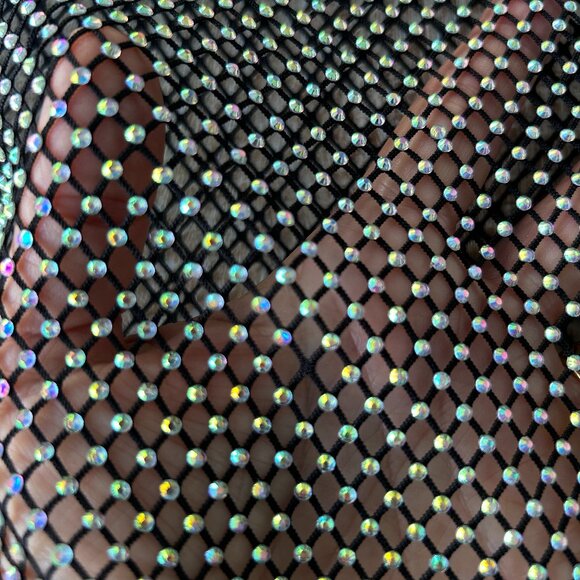 Miss Selfridge black diamante/beads mesh goth maxi skirt size 14 - Picture 4 of 11